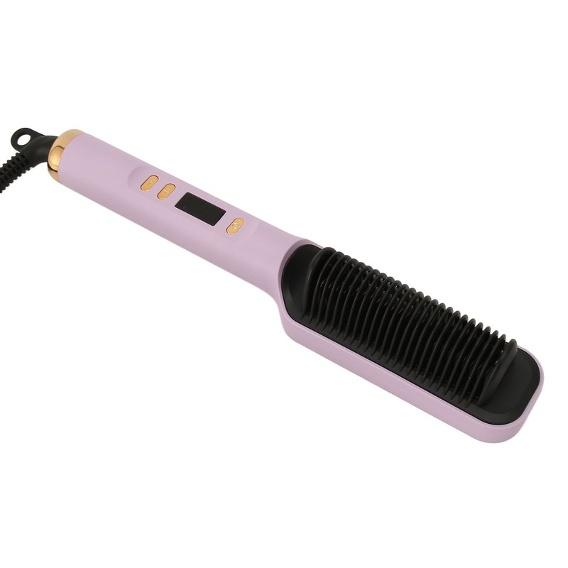 Negative Ion Hair Straightener Brush LCD Display Dual Use Heated