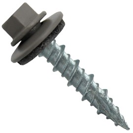 Metal Roofing Screws: (1000) 10 x 1 Pewter Gray Hex Head Sheet Metal Roof Screw. Self Starting Metal to Wood siding Screws. EPDM Washer. Colored Head