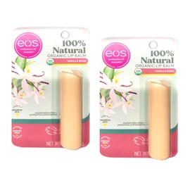 EOS Cuidado de labios Biologique orgánico - Vainilla - 100% natural - Peso neto 0.14 oz (4 g) por barra - Paquete de 2 barras