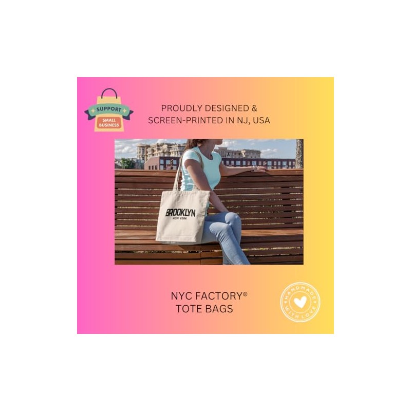 NYC FACTORY Retro Tote Bags (Beach, Brooklyn)