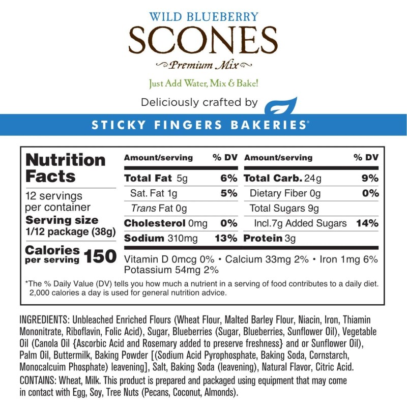 Sticky Fingers Wild Blueberry Scone Baking Mix 16 Ounce Pack