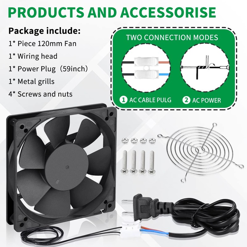 WDERAIR Small 120mm x 25mm EC 4 Inch Brushless Cooling