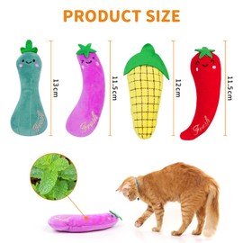 OSDUE Cat Catnip Toys, 4 Pack Catnip Vegtable Toys for Cat, Cat Interactive Toys, Interactive Plush Cat Toys for Cat, Cartoon Kitten Teething Interactive Toy