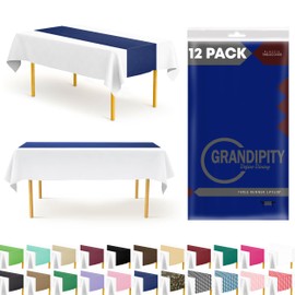Navy Blue 12 Pack Premium Disposable Plastic Table Runner 14 x 108 Inch. Decorative Table Runner for Dinner Parties & Events, Decor by Grandipity