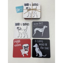 KandyToys Coaster Set ~ Set of 4 Wood Coasters ~ DOGS