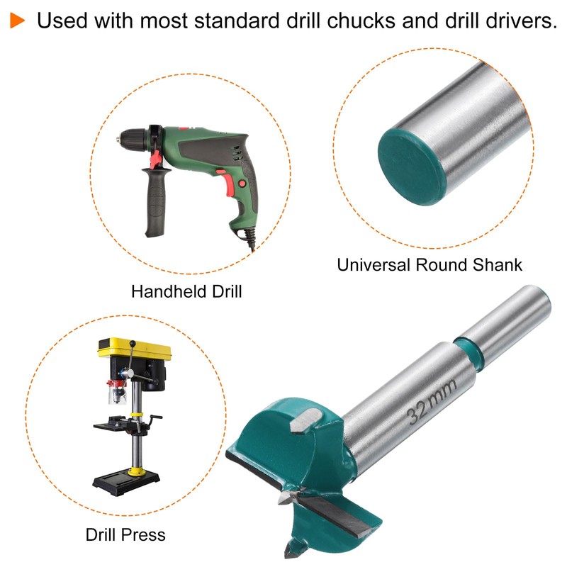 HARFINGTON Forstner Drill Bit 1-1/4" (32mm) Tungsten Carbide Wood Drill