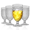 Wongblee Hobnail Glass Goblets 16.9 Oz, Stemmed Water Glasses, Iced