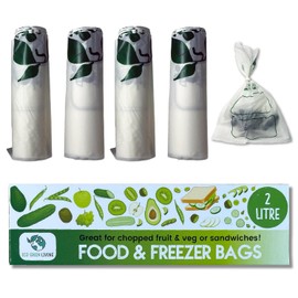 Eco Green Living 2 Liters Plastic Free Food & Freezer Bags, Large Freezer Bags for Food and Storage, Designed to Break Down Naturally 35 Bags 4 Pack