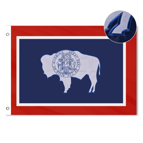 VICDRIA Wyoming State Flag 6x10 Ft, Deluxe Full Embroidered Heavy