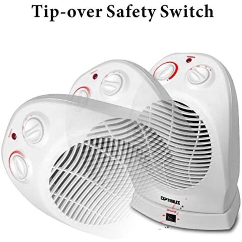 Optimus H-1382 Portable Oscillating Fan Heater with Thermostat