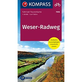 KOMPASS Fahrrad-Tourenkarte Weserradweg 1:50.000: Von Hann. Münden bis Cuxhaven, Leporello Karte, reiß- und wetterfest