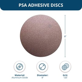 Benchmark Abrasives 8" Premium Aluminum Oxide No Hole PSA Discs, Self Adhesive Random Orbital Sander Discs for Sanding Polishing on Metal Wood Fiberglass (10 Pack) - 120 Grit