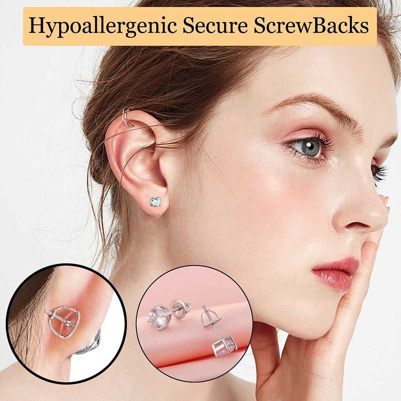 3-Pairs Screw on Earring Backs, 18K Gold Plated Sterling Silver