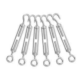 DOUSYU M5/M6 Turnbuckle, Set of 6, Stainless Steel Wire Parts, Hooks, Turnbuckle, OC Type, Attachment Adjustment, Wire Rope, Fixed, SUS304, Rustproof, Durable, Structural Reinforcement (M5)