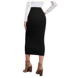 GORGLITTER Women's Slim Skirt Elegant Bodycon Midi Skirt Bodycon Pencil Skirt Skirts, black