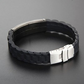 AOAMID Medical Alert Bracelets for Men Women Adjustable Free Engraving Sport Silicone Medical ID Bracelets 8.5 Inches (1Buckle-Black-blood thinner)