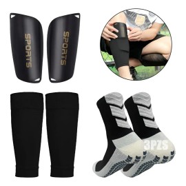 Pack Deportivo Tigmanerung con Calcetines Antideslizantes, Manga y Espinilleras para Fútbol, Baloncesto, Running y Más