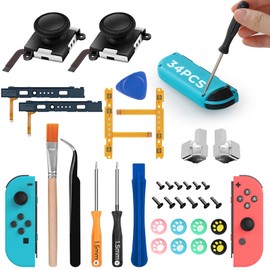GeeRic 34 PCS Joycon Joystick Replacement, Joycon Repair Kit Compatible with Switch OLED Joy Con Controller NS Repair Tool Joystick Replacement Parts Set Compatible with Switch