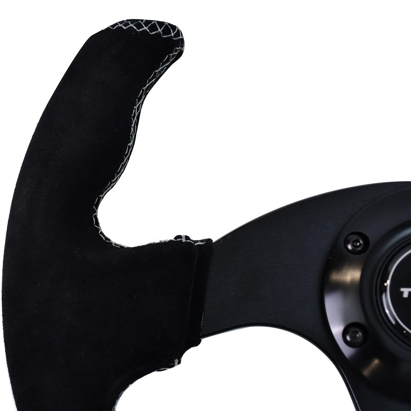 TIYPEOR D Shape Kart-Style Open-Top Suede Racing Steering Wheel for