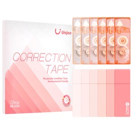 Unjoo White out Correction Tape, Easy To Use Cute Applicator for Instant Corrections, For school, Office Workers (Gradient Pink, 5M/196" x 0.2",12pack)