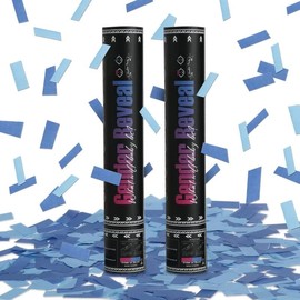 Gender Reveal Blue Confetti Cannon,  Biodegradable Navy and Blue Tissue Confetti Poppers for Boy  Shower Party Favors, 2 PK (12 in) - Colour: Blue(2)