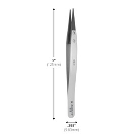 Excelta 159B-RT Soft Replaceable Tip Tweezer, 5 Inch with Carbofib Tips, Conductive Carbon Fiber, Neverust Stainless Steel Body, Straight Shape, Made in Italy, Professional