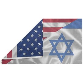 3X5 USA America Israel Israeli Wave Friendship Combo 100D Woven Poly Nylon Flag
