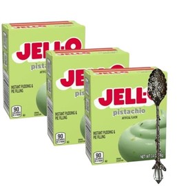 Jel-O Instant Pudding & Pie Filling Mix, 3.4 oz Box (Pack of 3) with Candy Freezer Gem Spoon (Pistachio Flavor) – Gem Spoon