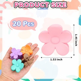 20 Pcs Small Plastic Flower Hair Claws Clips, Nonslip Strong Hold Flower Barrettes Clamps, 1.45 x 1.53 Inch Flowers Jaw Clips for Women Girls Teens Thick, Medium and Thin Hair