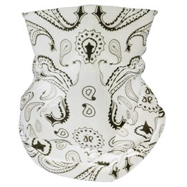 TZ Promise Tube Bandana Face Mask Scarf Paisley Print Head Neck Gaiter Motorcycle Bike Hiking (White)