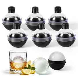 6PCS Moldes De Silicona Para Hielo, Moldes Esféricos Para Hielo Reutilizables 7x7cm Con Tapa y Báscula, Adecuado Para Cócteles, Whiskies, Bebidas y Ca
