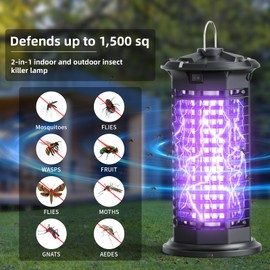 Bug Zapper Outdoor,Fly Traps for Indoors,4200V High Powered Mosquito Repellent Outdoor Patio, with Switch 15W Light Mosquito Zapper for Indoor, Kitchen, Patio, Backyard and More (Black)