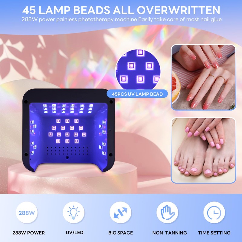 268W Super Power Nail Lamp, Professional Quick Drying, LED UV