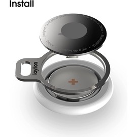 AirTag Schlüsselanhänger Halter, Sicherer Halter für Air Tag, Spiegel polierter Perfekter Ring für den AirTag, Minimale und leichte schlanke dünne AirTag Tasche mit Riemen (schwarz)