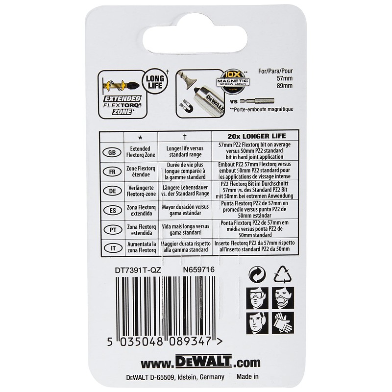 Dewalt DT7391T-QZ Impact Torsion Driver Bits, 57mm x 6mm, 5