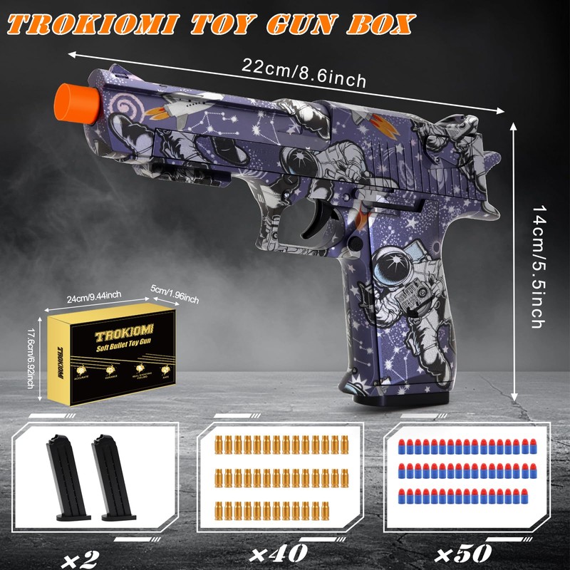 Trokiomi Soft Bullet Toy Gun Shell Ejecting for Age 8,