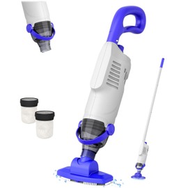 Cordless Pool Vacuum for Above Ground Pool, 60W Rechargeable Handheld Pool Vacuum Cleaner with Pole & 18GPM Suction, Spa Vacuum for Hot Tub, Above Ground/Inground Pools