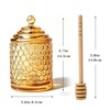 QFkris Champagne Crystal Glass Honey Pot with Dipper Sticks