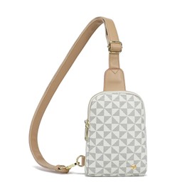 Haytijoe Small Crossbody Sling Bag for Women Vegan Leather Fanny Packs Travel Bag(Muti White)