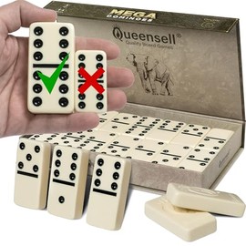 Queensell Set de Dominó Mega Grande de 3" para Adultos y Niños – Dominó Doble 6 Clásico – Juego de Mesa con 28 Fichas y Estuche de Regalo, Juegos de Mesa
