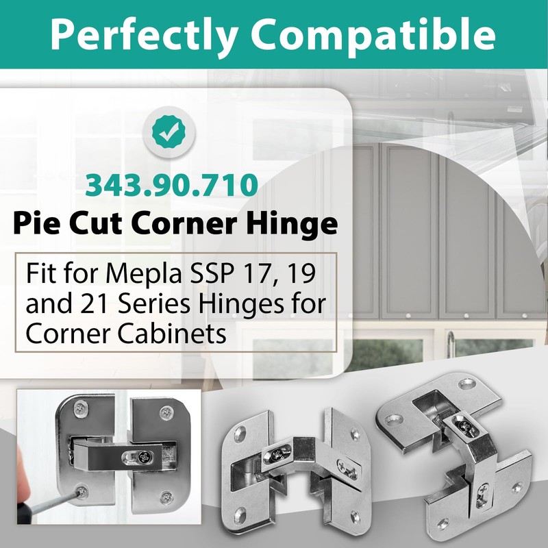 2 Pcs 343.90.710 Pie Cut Corner Hinge - 78 Degree