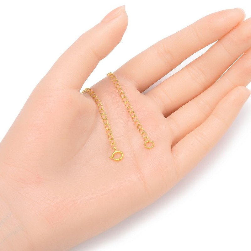 Adabele 2pcs 14kExtensor de cadena de oro sobre plata esterlina