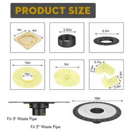 4” Drain Grate Kit - Compatible with Schluter Systems Kerdi Shower Drain - Shower Floor Drain Kit with Flange - SUS 304 Stainless Steel Grate & 2 Inch ABS Flange & CUPC Certification - Matte Black