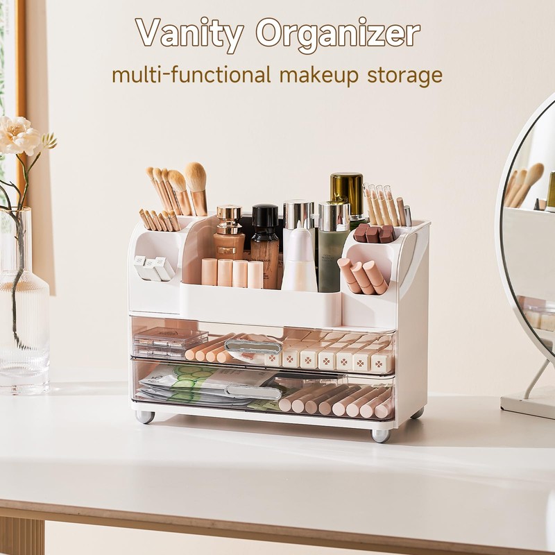 UFORU Makeup Organizer for Vanity with 2 Large Drawers, Cosmetic