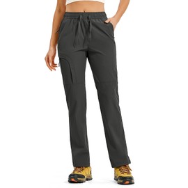 TBMPOY Women's Hiking Pants Water Resistant Lightweight Quick Dry Cargo Travel Fishing Work Camping Pant with 4 Pockets Dark Grey L