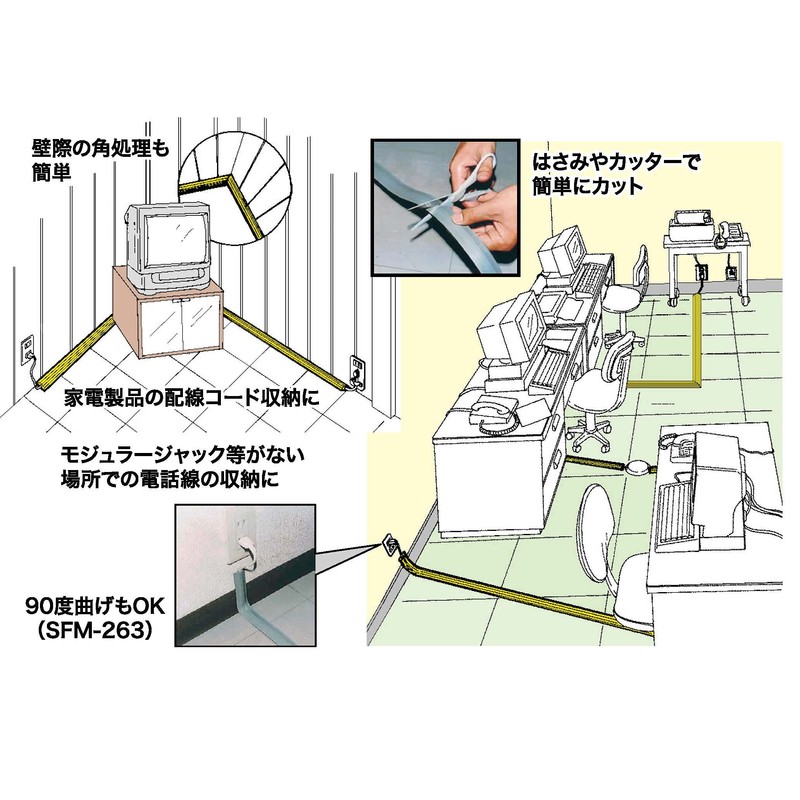 Densan SFM-263SGY Rollable Soft Cable Cover, For Floors, Beige, Cable