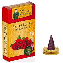 Crottendorfer Sensual Magic Incense Cones – Size M – Pack of 20 + Brass Plate – Scent: Bed of Roses – Made in Germany