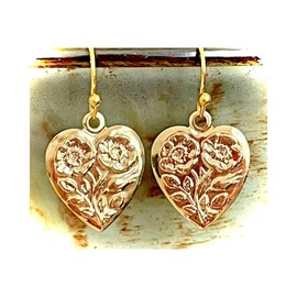 Gold Etched Heart Charm Dangle Earrings Love Romance Valentine Jewelry Earrings for Women #3298FE276