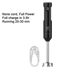 Cordless Hand Blender, UTALENT Variable Speed Immersion Blender Rechargeable, with 500ml Chopper, 600ml container, Egg Whisk, for Smoothies, Baby Food and Soups – Black
