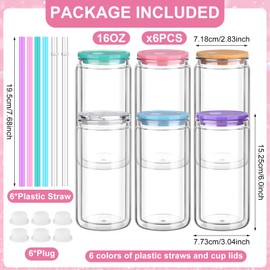 HCEWSBFD 16 Pcs Snow Globe Tumbler Supplies Including 16 oz Plastic Snowglobe Cups with Lids and Straws Squeeze Bottle Bent Spout Syringe Tweezers Funnels for Glitter Snow Globe DIY Craft Gifts